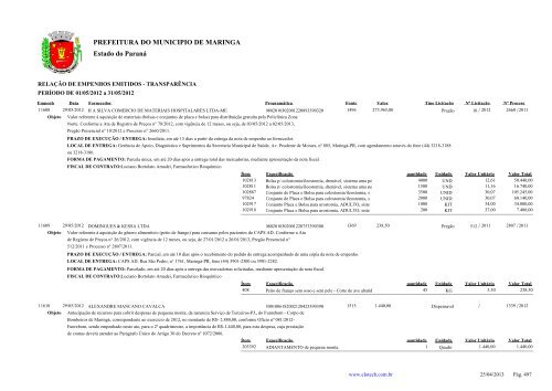 Empenhos Emitidos - Maio - PREFEITURA - MaringÃ¡ - Estado do ...