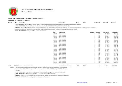 Empenhos Emitidos - Maio - PREFEITURA - MaringÃ¡ - Estado do ...