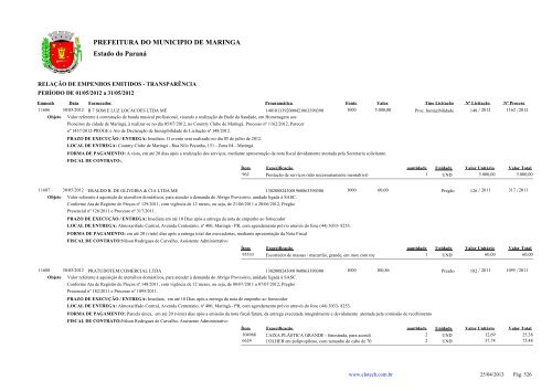 Empenhos Emitidos - Maio - PREFEITURA - MaringÃ¡ - Estado do ...