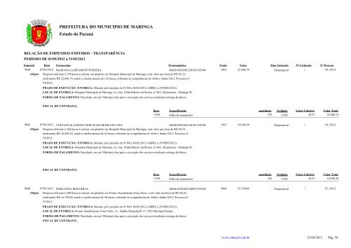 Empenhos Emitidos - Maio - PREFEITURA - MaringÃ¡ - Estado do ...