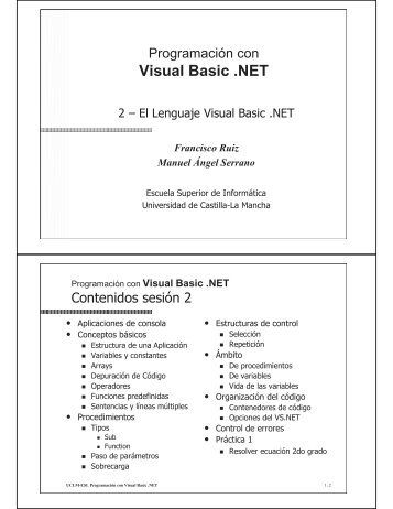 Visual Basic .NET - Universidad de Castilla-La Mancha