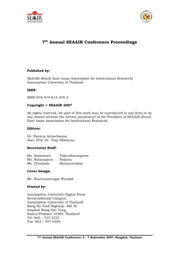 7th Annual SEAAIR Conference Proceedings