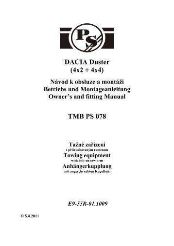 DACIA Duster (4x2 + 4x4) TMB PS 078 - tazak.cz