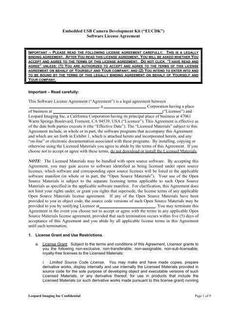 Embedded USB Camera Development Kit ... - Leopard Imaging