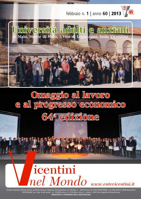 clicca qui per il n.1 2013 - Ente Vicentini nel Mondo