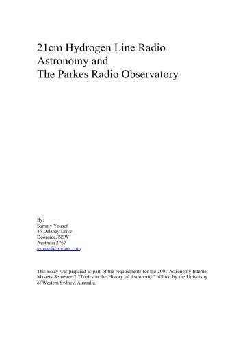 sammy.yousef - 21cm Hydrogen Line Radio Astronomy and the - GHN