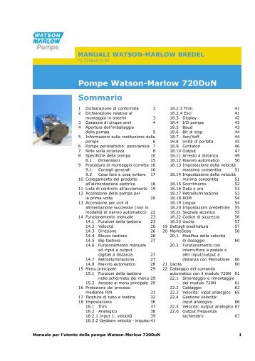 Pompe Watson-Marlow 720DuN Sommario - Watson-Marlow GmbH