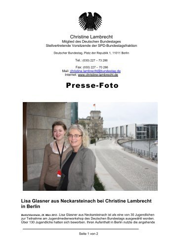 Lisa Glasner aus Neckarsteinach bei Christine Lambrecht in Berlin