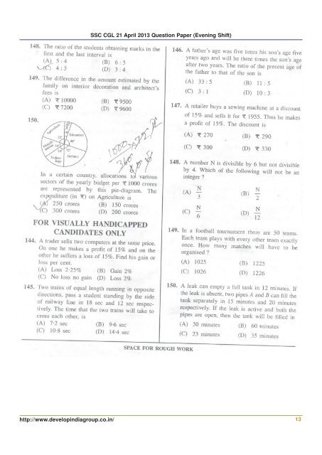 SSC CGL 21 April 2013 Question Paper (Evening Shift).pmd