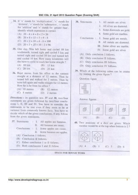 SSC CGL 21 April 2013 Question Paper (Evening Shift).pmd