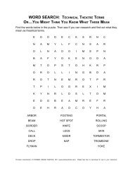 WORD SEARCH: TECHniCAl THEATRE TERmS