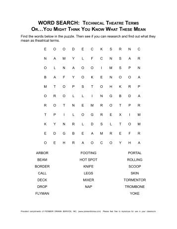 theatre terms word search