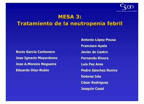 MESA 3: Tratamiento de la neutropenia febril