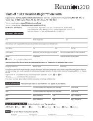 Class of 1983: Reunion Registration Form - Alumni