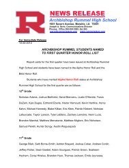 First Quarter Honor Roll - Archbishop Rummel High School