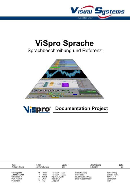 ViSpro Sprache - Visual Systems Software & Consulting GmbH