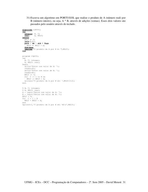 Lista 03a - DCC/UFMG