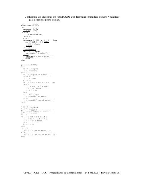 Lista 03a - DCC/UFMG