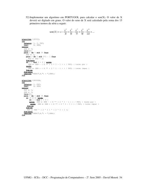 Lista 03a - DCC/UFMG