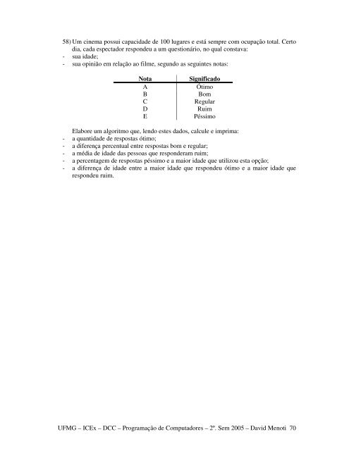 Lista 03a - DCC/UFMG