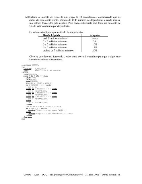 Lista 03a - DCC/UFMG