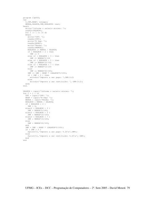 Lista 03a - DCC/UFMG