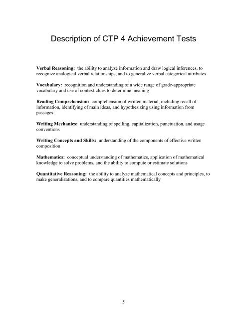 ERB TESTING REPORT - Cary Academy