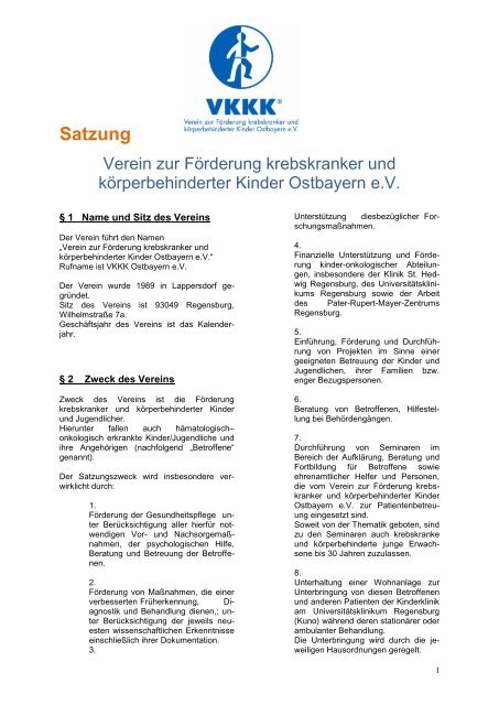 Satzung - VKKK Ostbayern eV