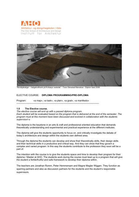 See web presentation - Arkitektur- og designhÃ¸gskolen i Oslo - AHO