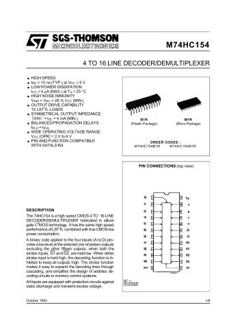 4 TO 16 LINE DECODER/DEMULTIPLEXER