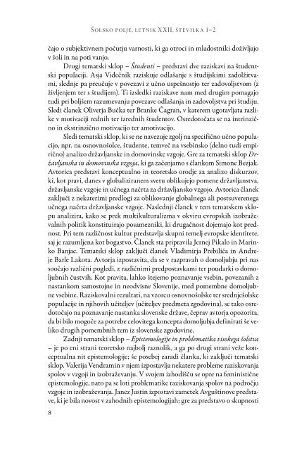 Å olsko polje, letnik XXII (2011), Å¡tevilka 1-2: Od ... - PedagoÅ¡ki inÅ¡titut