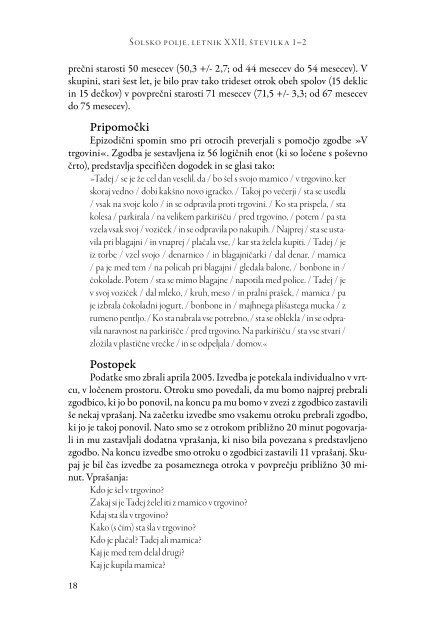 Å olsko polje, letnik XXII (2011), Å¡tevilka 1-2: Od ... - PedagoÅ¡ki inÅ¡titut