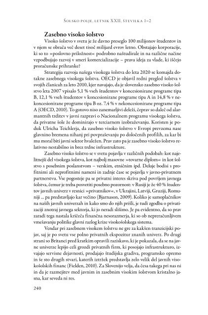 Å olsko polje, letnik XXII (2011), Å¡tevilka 1-2: Od ... - PedagoÅ¡ki inÅ¡titut