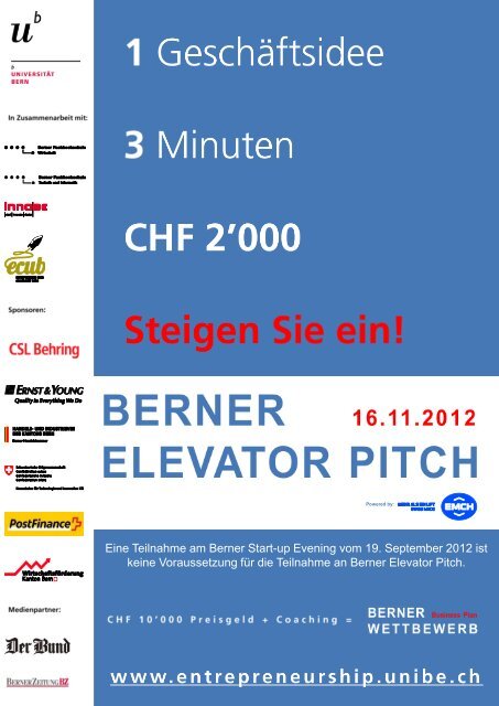 Berner Elevator Pitch_Flyer.pdf - IMU - Management - Universität Bern
