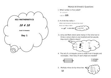 KS3 Mathematics - 10 4 10 level 6 - Answers