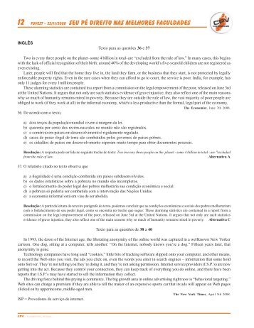 FUVEST – 23/11/2008 Seu pé direito nas melhores Faculdades - CPV