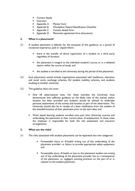 Student placement risk assessment - University of Wolverhampton