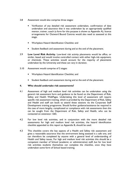 Student placement risk assessment - University of Wolverhampton