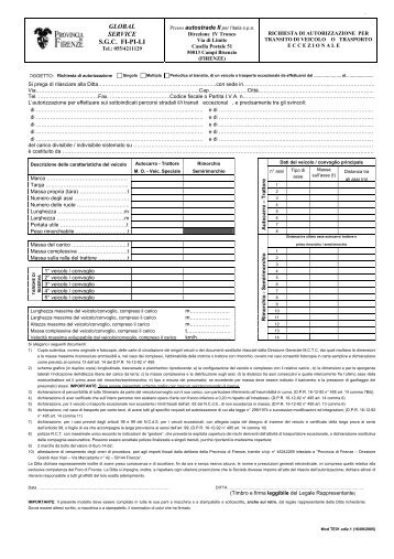 Richiesta autorizzazione - TE - Trasporti Eccezionali On Line