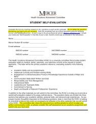 Self-Evaluation Form - Mercer University