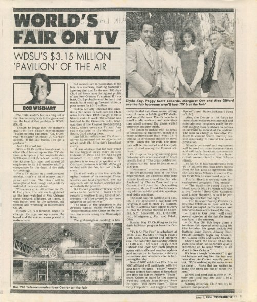 Times-Picayune - TV Focus magazine - 5/6/84 - WorldsFairPhotos