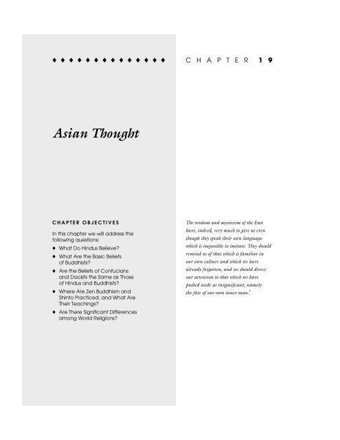 Asian Thought - Philosophy and Religion