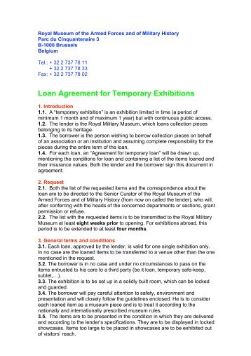 Loan Agreement for Temporary Exhibitions