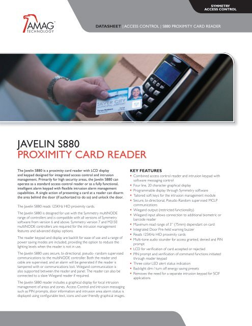 JAvELiN S880 PROximiTy CARD READER - AMAG