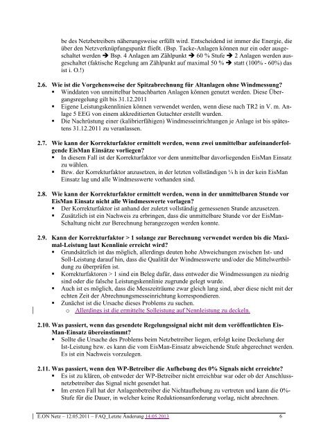 FAQ zum Einspeisemanagement 27.09.2012 ... - E.ON Netz GmbH