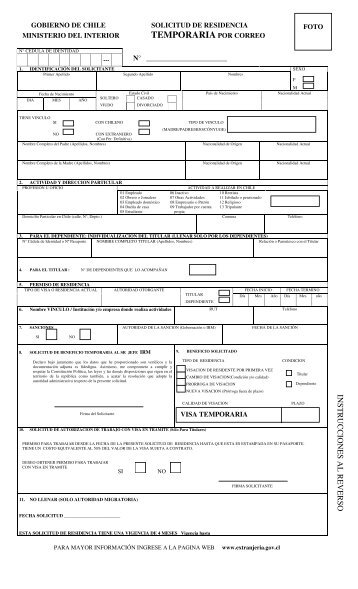 temporaria por correo - Departamento de Extranjería y Migración