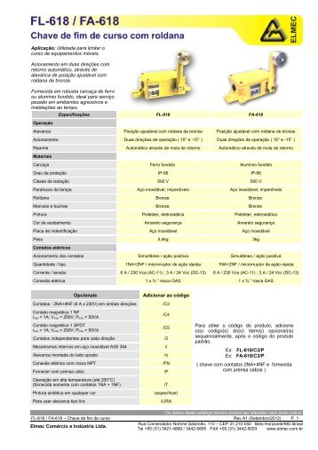 FL - 618 / FA - 618 - Elmec ComÃ©rcio e IndÃºstria Ltda