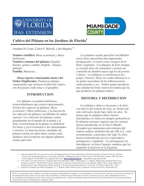 (Cultivo del platano en los jardines de Florida) - Miami-Dade County ...