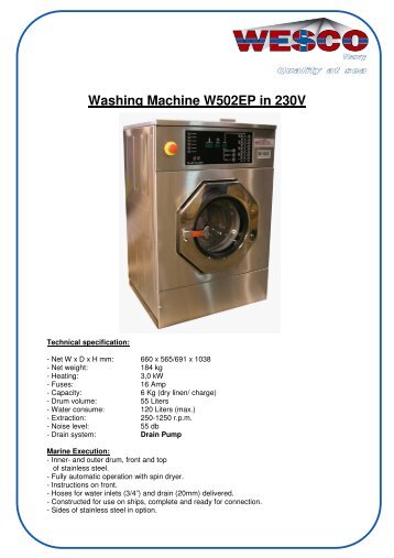 Washing Machine W502EP in 230V - WESCO-Navy