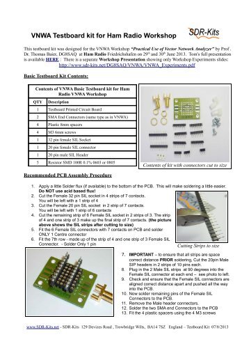 VNWA Testboard kit for Ham Radio Workshop - SDR-Kits